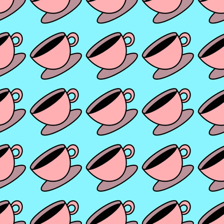 Seamless cup of coffee tea pattern for fabrics and textiles and packaging and linens and kids and wrapping paperの写真素材