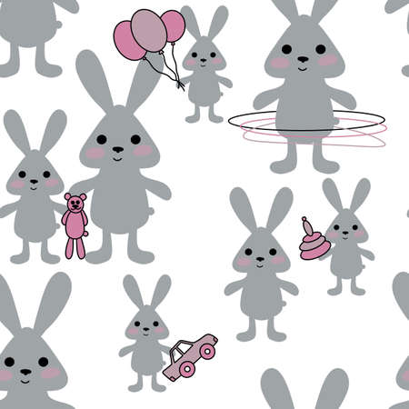 Bunnies seamless rabbits pattern for fabrics and textiles and packaging and gifts and cards and linens and kidsの写真素材