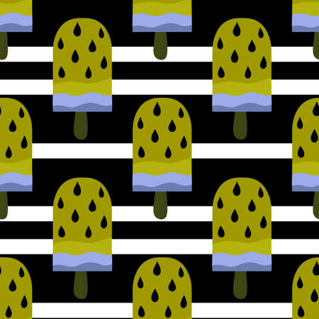 Tasty summer seamless ice cream watermelon pattern for fabrics and textiles and cards and linens and...