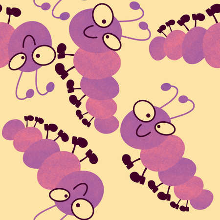 Kids seamless caterpillar cute pattern for fabrics and textiles and packaging and linens and wrapping paperの写真素材