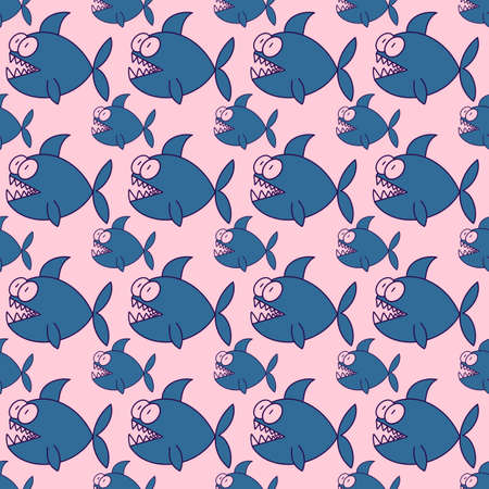 Kids seamless fish sharks pattern for wallpaper and fabrics and textiles and packaging and gifts and cards and linensの写真素材