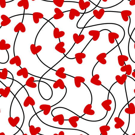 Seamless pattern with hobbies rope and love beads on white background
