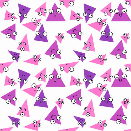 Cartoon seamless triangle with eyes pattern for fabrics and packaging and gifts and linens and kids and wrapping paperの写真素材