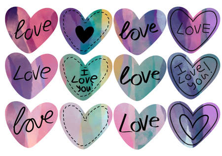 Set with valentines hearts for stickers and cards and gifts and posters and postcard and magazines...