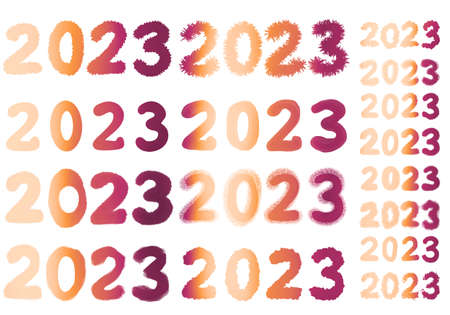 Set with 2023 numbers for stickers and cards and cards for postcard and magazines and hobbies and...