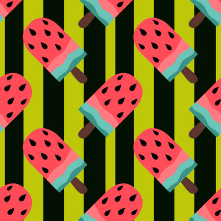 Summer seamless watermelon ice cream pattern for fabrics and packaging and gifts and cards and linens and kidsの写真素材