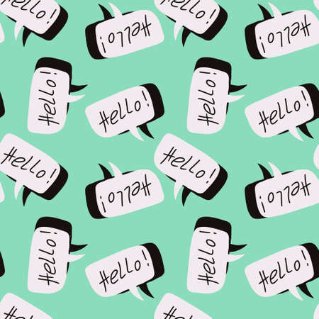 Seamless text bubble pattern for wallpaper and fabrics and packaging and gifts and cards and linens and kidsの写真素材
