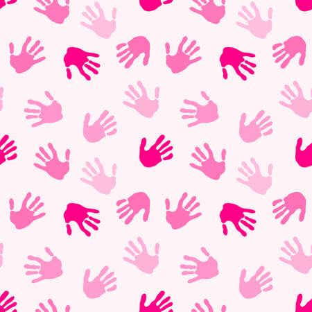Seamless coloured handprint pattern for fabrics and packaging and gifts and cards and linens and kids and wrapping paperの写真素材