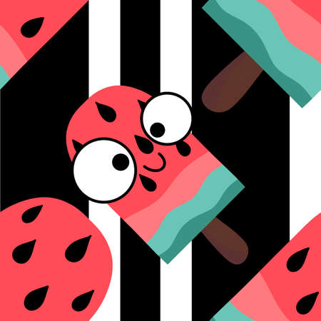 Summer seamless watermelon ice cream pattern for fabrics and packaging and gifts and cards and...