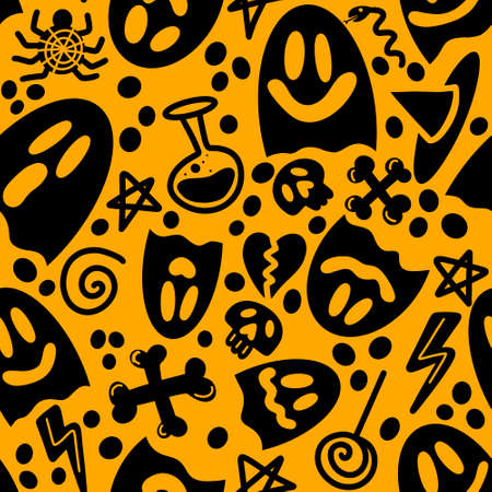 Halloween seamless ghost pattern for wallpaper and packaging and gifts and cards and linens and kids and fabricsの写真素材