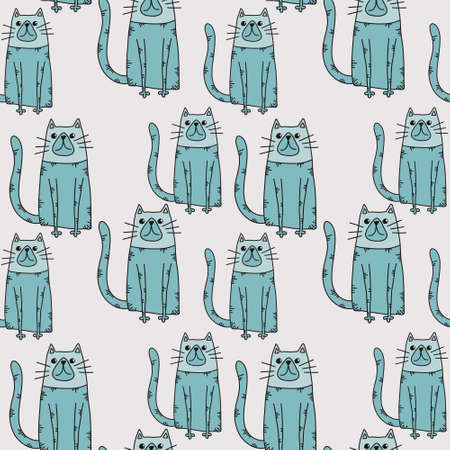 Animals seamless cats pattern for fabrics and textiles and packaging and gifts and cards and linens and kidsの写真素材