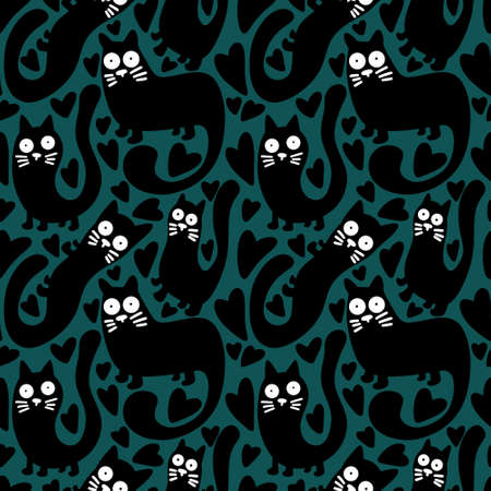 Animals seamless cats pattern for fabrics and textiles and packaging and gifts and cards and linens and kidsの写真素材