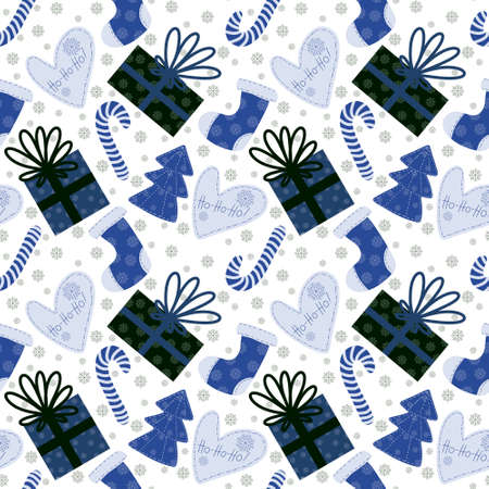 New year seamless Christmas trees and gifts pattern for fabrics and textiles and packaging and kids and wrapping paperの写真素材