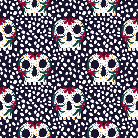 Seamless sugar skulls pattern for fabrics and textiles and packaging and gifts and wrapping paperの写真素材
