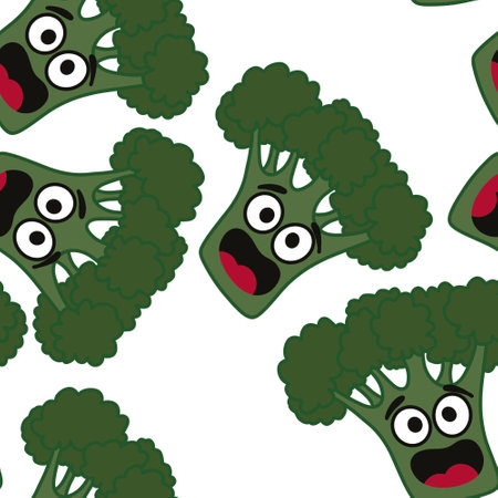 Kids seamless broccoli pattern for textiles and packaging and gifts and cards and linens and wrapping paperの写真素材