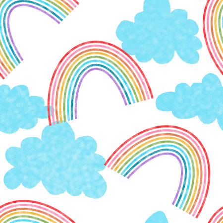 Rainbow seamless pattern for fabrics and textiles and packaging and gifts and cards and linens and kidsの写真素材