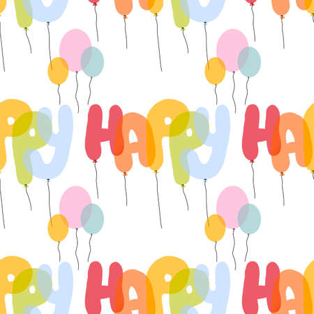 Seamless birthday pattern with balloons on white backgroundの写真素材