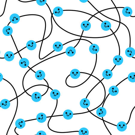 Seamless pattern with hobbies rope and smile beads on white backgroundの写真素材