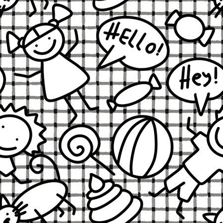 Cartoon seamless kids comic pattern for fabrics and textiles and packaging and gifts and wrapping paperの写真素材