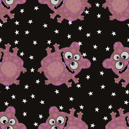 Kids seamless aliens monsters pattern for textiles and packaging and gifts and cards and linens and wrapping paperの写真素材