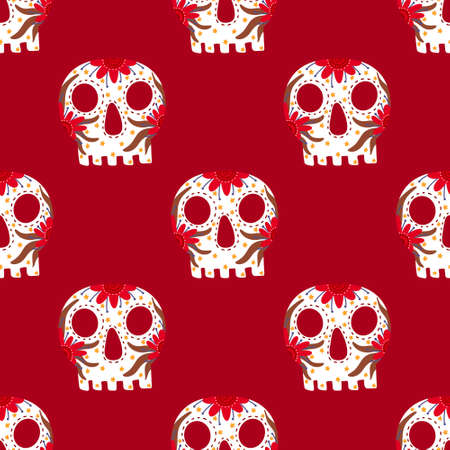 Seamless sugar skulls pattern for fabrics and textiles and packaging and gifts and wrapping paperの写真素材