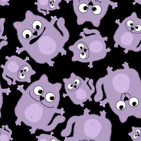 Animals seamless cats pattern for fabrics and textiles and packaging and gifts and cards and linens and kidsの写真素材