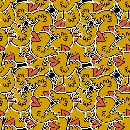 Kids seamless stickers ducks pattern for wallpaper and fabrics and textiles and packaging and gifts and cards and linensの写真素材