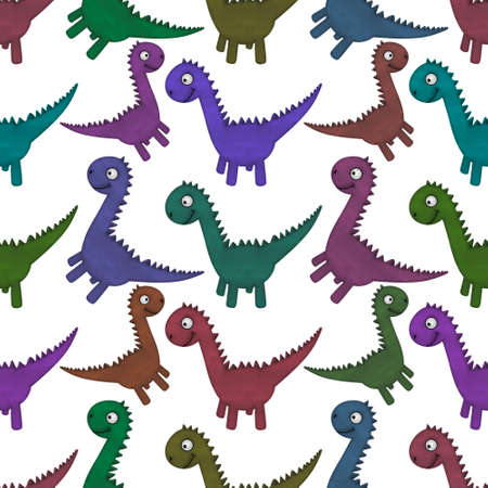 Kids seamless cartoon dinosaur pattern for fabrics and packaging and linens and wrapping paper and summer printの写真素材