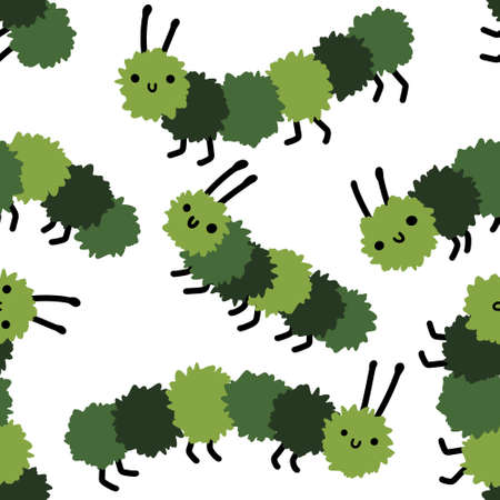Kids seamless cartoon caterpillar pattern for fabrics and textiles and packaging and gifts and hobbiesの写真素材