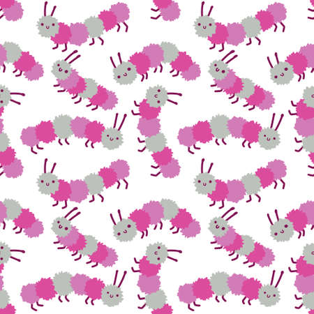 Kids seamless cartoon caterpillar pattern for fabrics and textiles and packaging and gifts and hobbiesの写真素材