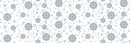 Seamless pattern with snowflakes on blue background for packaging and fabrics