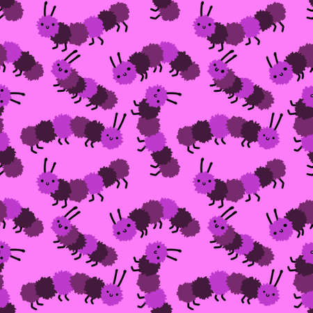Kids seamless cartoon caterpillar pattern for fabrics and textiles and packaging and gifts and hobbiesの写真素材