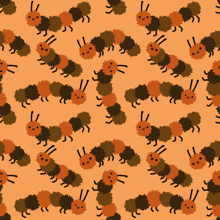 Kids seamless cartoon caterpillar pattern for fabrics and textiles and packaging and gifts and hobbiesの写真素材