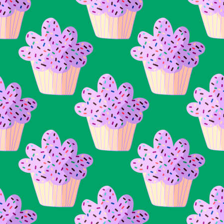 Cupcake seamless cartoon pattern for fabrics and packaging and linens and kids and wrapping paper...
