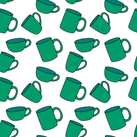 Breakfast seamless cup pattern for fabrics and textiles and packaging and gifts and kitchen and kidsの写真素材