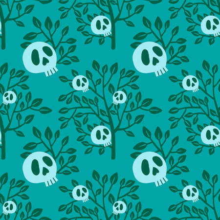 Halloween seamless skulls and trees pattern for fabrics and textiles and kids and wrapping paper and posters and packaging. high quality photoの写真素材