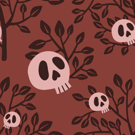 Halloween seamless skulls and trees pattern for fabrics and textiles and kids and wrapping paper and posters and packaging. high quality photoの写真素材