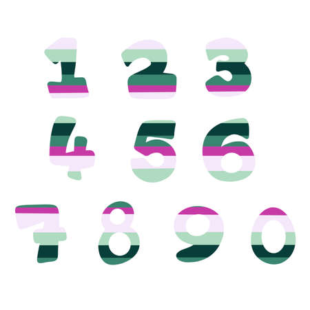 Set with cartoon numbers for kids and hobbies and packaging and fabrics and wrapping paper and...