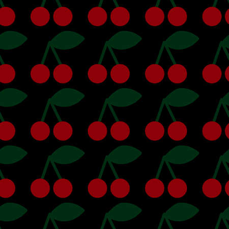 Seamless pattern with cherry on black background. high quality photo
