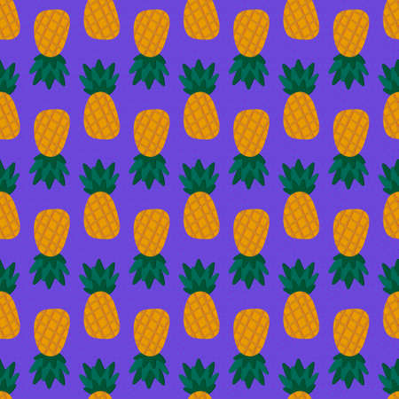 Summer fruit seamless cartoon pineapples pattern for fabrics and textiles and packaging and wrapping paper and notebooks. high quality photoの写真素材