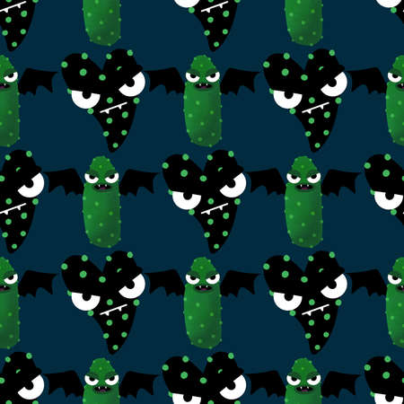 Halloween seamless green cucumber vampire pattern for wrapping paper and kids and cards and fabrics...