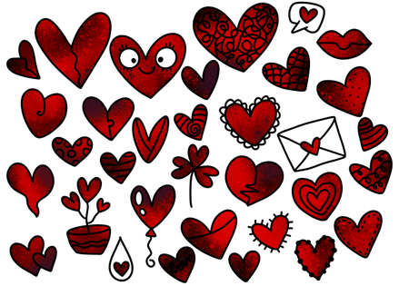 Set valentines hearts for gifts and cards and stickers and weddings and kids and hobbies. high...