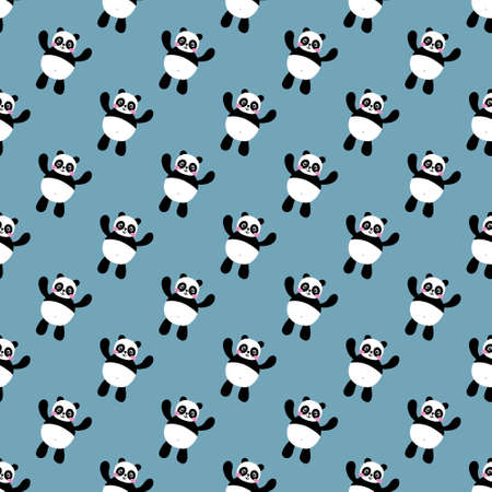 Cartoon seamless kawaii panda pattern for kids and fabrics and textiles and packaging and wrapping paper and kindergarten. high quality photoの写真素材