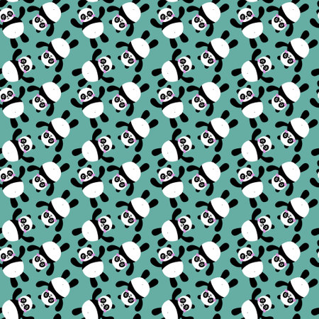 Cartoon seamless kawaii panda pattern for kids and fabrics and textiles and packaging and wrapping paper and kindergarten. high quality photoの写真素材