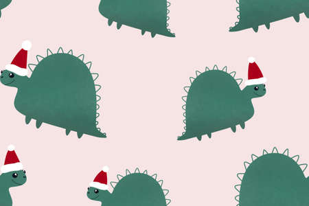 Christmas seamless dinosaur pattern for fabrics and packaging and gifts and wrapping paper and hobbies. high quality photoの写真素材