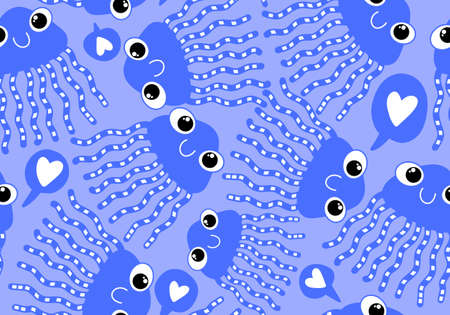 Summer sea seamless cartoon octopus pattern for fabrics and textiles and packaging and wrapping...
