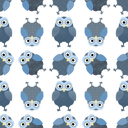 Cartoon seamless owl pattern for kids and fabrics and wrapping paper and notebooks and hobbies. high quality photoの写真素材