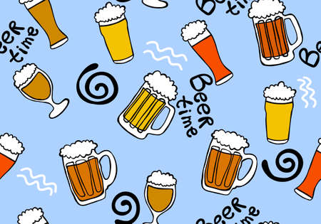 Octoberfest seamless beer pattern for fabrics and wrapping paper and menu and notebooks and packaging. high quality photoの写真素材