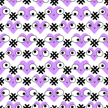 Valentines seamless cartoon hearts love pattern for kids and wrapping paper and notebooks and...