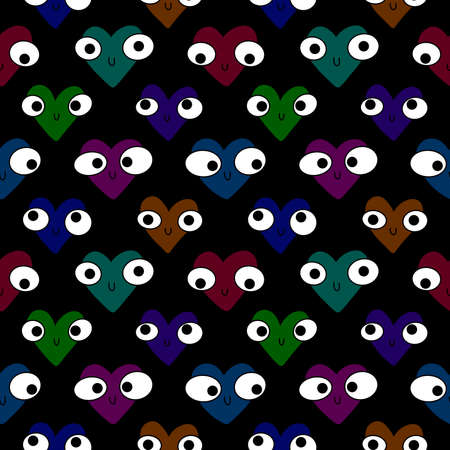 Valentines seamless cartoon hearts love pattern for kids and wrapping paper and notebooks and fabrics. high quality photoの写真素材